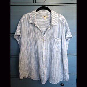 Style & Co Short Sleeve Cotton Shirt with Stripes - Size XXL